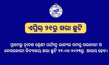 ଗ୍ରୀଷ୍ମକାଳୀନ ସ୍କୁଲ ଛୁଟି ଘୋଷଣା
