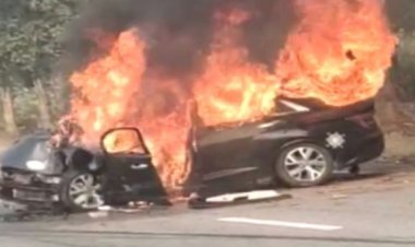 ହୁତୁହୁତୁ ହୋଇ ଜଳିଗଲା କାର, ୪ ଗୁରୁତର