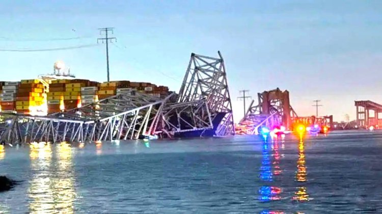 Baltimore bridge collapses after rammed by ship